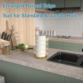 Paper Towel Holder Countertop, Gold Kitchen Accessories Decor, Stainless Steel, Weighted Base, Gold, Paper Towel Roll Holder Stand with Ratchet Mechanism for Kitchen Bathroom Farmhouse Essentials