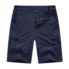 BASUDAM Men's Cargo Hiking Shorts Stretch Quick Dry Lightweight Work Shorts 6 Pockets for Camping Travel Navy 38