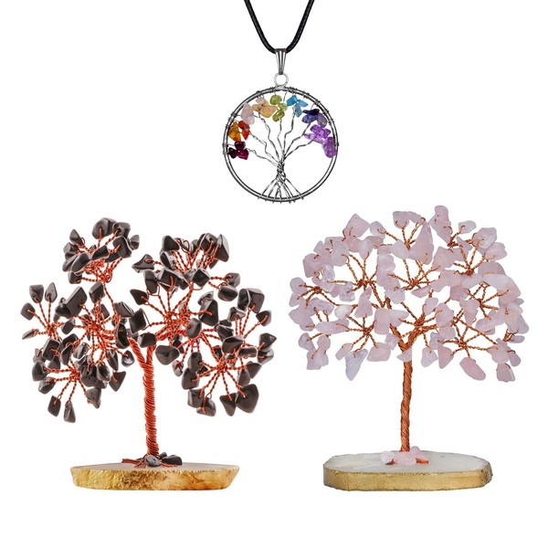 ABHISUBYA Black Tourmaline Crystals - Crystal Tree of Life - Quartz Crystals - Crystal Decor - Gemstone Tree - Tree of Life Decor - Crystal Gifts for Women - Positivity Gifts