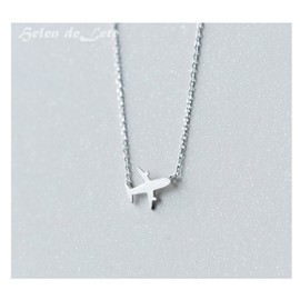 Helen de Lete Original Frosted Small Plane 925 Sterling Silver Collar Necklace, Sterling Silver, No Gemstone