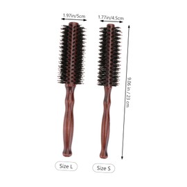 Healvian 2pcs Round Natural Bristle Hair Brush with Durable Wooden Handle for Easy Drying and Styling Small Large for All Hair Types