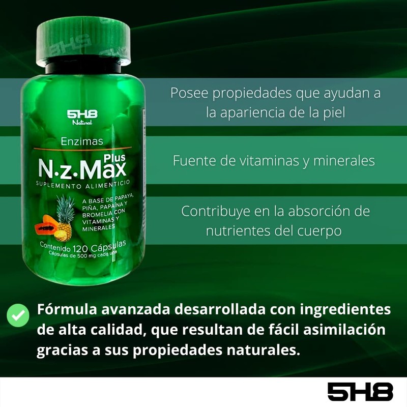 5H8 Nutrition NZ MAX PLUS | 120 Capsulas | Enzimas