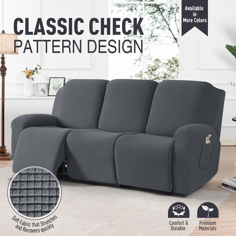 TAOCOCO Recliner Sofa Covers 8-Pieces Stretch Large Couch Covers for