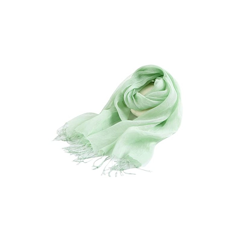 Prettystern Linen Plain Colour Unisex Summer Fringe Scarf, T20 Light