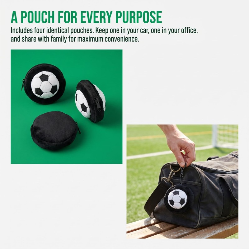 Veemoon Soccer Coin Purse 4 Pcs Plush Ball Pouch Mini