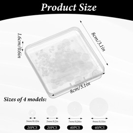 120 Pcs Silicone Earring Backs Stoppers for Piercings, 3/5/7/9 mm Clear Silicone Earrings Backs Disc for Earrings Ear Piercing Discs Earlobe Support Patches for Piercing Bump