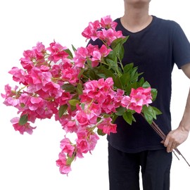 Pack of 6 - Artificial Bougainvillea Flowers Branches 39.3" Long Greenery Flowers Stems for Home Wedding Bouquets Table Centerpieces, Garden, Outdoor Wall Decor (Carmine Pink - 6 Pack)