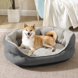 Arlee Cozy Orthopedic Memory Foam Dog Bed - Premium, Durable, Washable, and Easy to Clean Fabric, Pet Bed for Small and Medium Pets, Ultimate Comfort & Style, Oval - Charcoal(M)