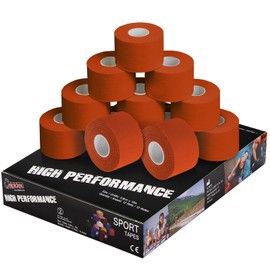 ALPIDEX 12 Rolls Sports Tape Set 3.8 cm x 10 m Joint Tape Bandage Many Colours Tearable Inelastic Sports Tape Skin-friendly Handball Football Volleyball Colour: Orange