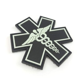 PVC Morale Patch - EMS - Medical Responder 3" Star of Life - Glow in The Dark - Dual Snake