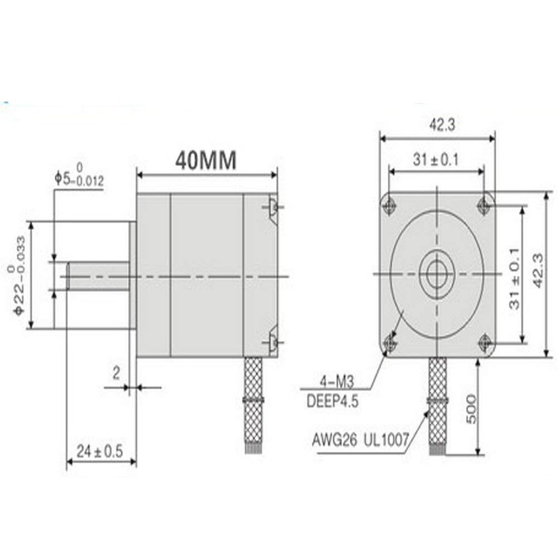 1 x 17 Stepper Motor, 1.7 A 17HS4401 Motor 4-Wire