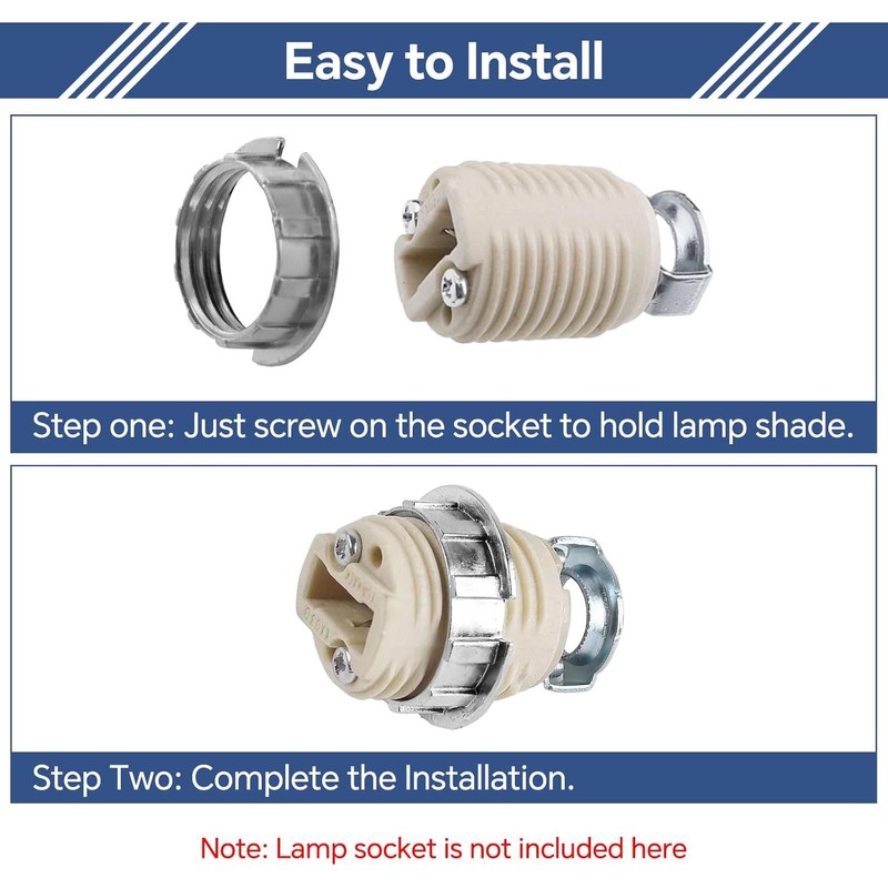 6 Pack G9 Light Socket Rings, M20 Shade Holder Adapter
