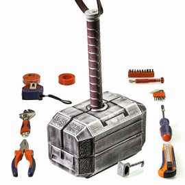 Hammer Tool Set, Multifunctional Hammer Tool Box, Excellent Novelty Gift for Men, Silver