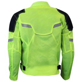 Vance Leather Viper Mens Hi-Viz Reflective Mesh Motorcycle Jacket w/CE Armor & Thermal Removable Liner (Hi-Viz Green, X-Large)