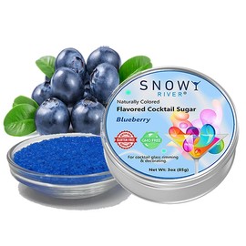 Snowy River Naturally Flavored Cocktail Sugar (1x3oz tin), Colored & Flavored Rimming Sugar, Beverage Rimmer for all Occassions (Blueberry)