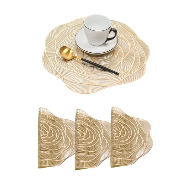 Hosoncovy 4 Pack Rose Placemats Table Mats Set Washable PVC
