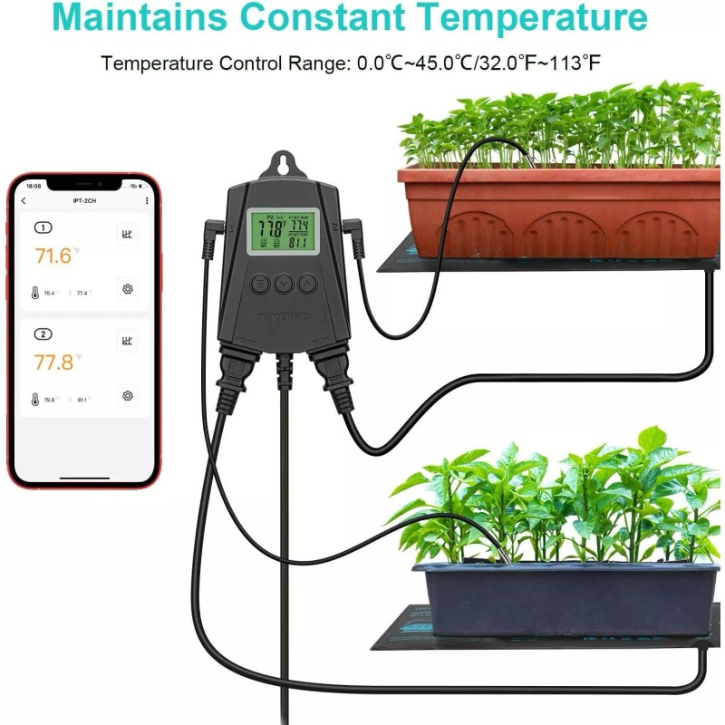 Inkbird Seedling Heat Mat WiFi Thermostats Temperature Controller Dual Relay