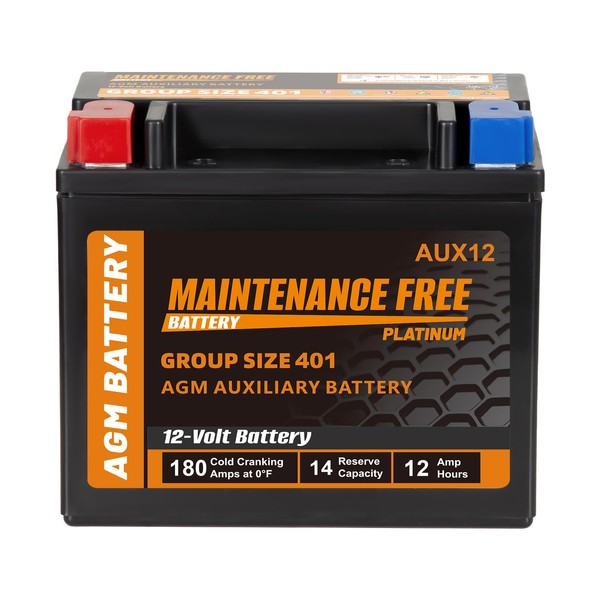 Autocessking AUX12 BCI Group 401 AGM Auxiliary Battery, 12V 12Ah,