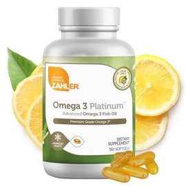 Zahler Omega 3 Platinum 3000 mg, Suplemento avanzado de aceite de pescado Omega 3, Softgel sin arbusto, más alto en EPA y DHA, certificado Kosher, 360