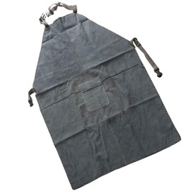 yotijar Welder Apron Welding Clothes Workwear Artificial Cowhide Leather Proteion - Dark Blue 90x60cm