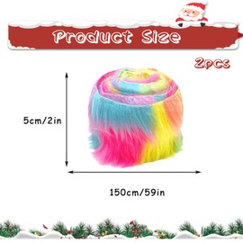 NEERIX Plush Plastic Furry Faux Precut Strips Faux Leather Plush Fur Fluffy Fabric Craft Plush Fabric for Gnomes Beard Santa Hair Dwarf DIY Decoration (2 x 60 Inches, Rainbow Colours)