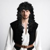 Sdfvsdg Pirate Captain Wigs Long Black Wavy Curly Pirate Costume