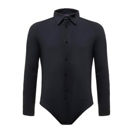 Ready4Dance Childrens Standard Latin Dance Bodysuit Shirt, 05 Black