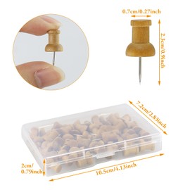 HXMJIED 50pcs Wood Push Pins, Cork Board pins, Drawing Pins, Thumb Tacks Wooden, Steel Push Pins, Head Push Pins, Map Thumb Tacks, Drawing Pins, for Posters, Note, Cork Board Bulletin