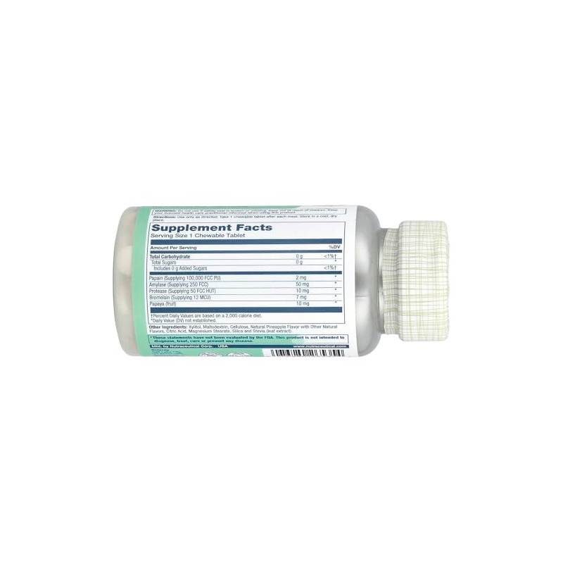 SOLARAY Papaya Enzyme Chewables a Supports Healthy Digestion a Pineapple