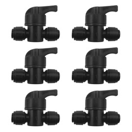 FINBe Drip Irrigation System Close Ball Valve 1/4 "x 1/4" OD Water Shut Off Valve Start Backflush Permeable System Black 6PCS
