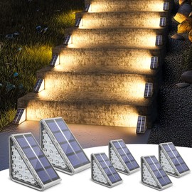 NIORSUN Solar Stair Lights Outdoor Waterproof IP67,6 Pack Solar Step Lights for Outside Auto On Off,Outdoor Stair Light for Steps,Patio,Yard,Porch,Front Door,Sidewalk,Deck Decor,Warm White