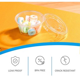 EDI [2 OZ, 100 Sets] Clear Disposable Plastic Portion Cups with Leakproof Lids | Jello Shot Cups | Condiment and Dipping Sauce Cups | Souffle Cups | BPA Free | Recyclable