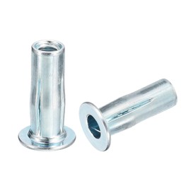 sourcing map M5 Multi-Grip Rivet Nuts, 30pcs Pre-Bulbed Shank Flat Head Threaded Insert Nut Carbon Steel Plus Nuts for Construction Industrial