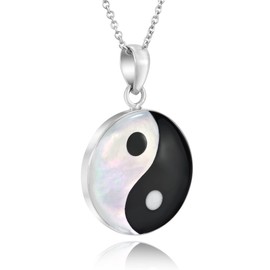 AeraVida Yin and Yang Taoism Balance of Life .925 Sterling Silver Pendant Necklace