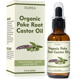 Organic Poke Root & Castor Oil, Natural Massage Oil for Body Massage, Skin Care & Relaxation, Deep Tissue Massage Oil with Dropper, 2 fl oz
