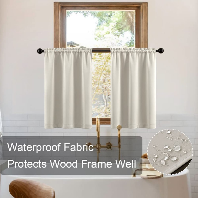 XTMYI 36 Inch Length Cafe Curtains 30 Wide Rod Pocket