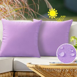 VAKADO Outdoor Waterproof Throw Pillow Covers 18X18 Set of 2 Decorative Purple Patio Furniture Cushion Cases Outside Decor for Couch Garden Bench Porch