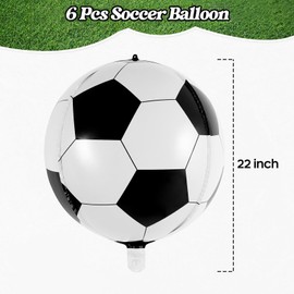 Balloons Birthday Football, Pack of 6 Foil Balloons, Birthday Football, 22 Inch Helium Balloons, Football Balloons, Large, Birthday Decoration Football for Children, Boys, Birthday, Sports, Football