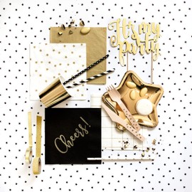 PartyDeco Dreilagige Servietten gold met. 33x33cm 20 Stk. Hochzeit Geburtstag Weihnachten Silvester Karneval