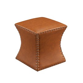 Kings Brand Furniture Nailhead Trim Upholstered Stool Ottoman (Brown)