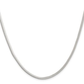 Diamond2Deal Sterling Silver 3.3mm Flat Oval Snake Chain Necklace