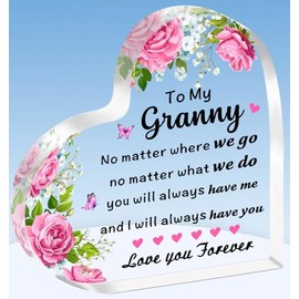 TTOVEN Granny Gifts Granny Birthday Gifts Mothers Day Gifts Beautiful Heart Acrylic Plaque Granny Christmas Gifts
