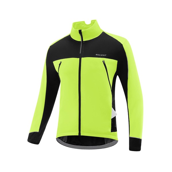 BALEAF Men's Winter Jacket Windproof Softshell Thermal Warm Pockets Cycling Running Mountain Biking Cold Weather Gear, green L
