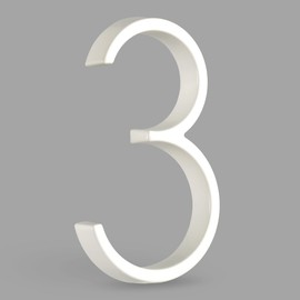 Hasware Floating House Number Sign, 12 cm, Modern Door Numbers, Signage, Plaque, Street, Home Address, Numbers (White, 3)