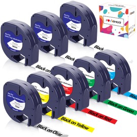 8 x hehua Compatible with Dymo LetraTag Label Tape 12 mm x 4 m for Dymo Label Tape 16951 91221-91225 for Dymo Letratag Xr Label Tape LT100H LT110T LT100T QX50 200B XR XM 2000 Plus
