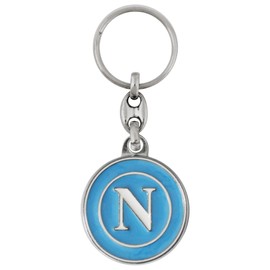 SSC NAPOLI Portachiavi in Metallo Smaltato con Logo Bianco su Fondo Celeste