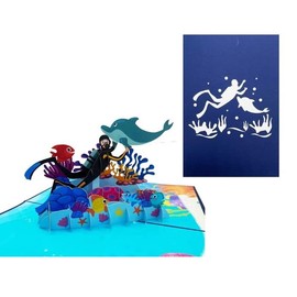 ETA 3D Under the Ocean Pop Up Card for Diver, 3D Birthday Pop up Card for Diving Lover, Ocean Lover or Diver or Diving Coach, Son Grandpa Father Dad Husband Friend Colleague, Father Day Card, H13