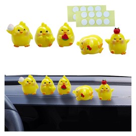 5PCS Cute Chickens Car Dashboard Decor, Funny Mini Car Rearview Mirror Ornaments, Auto Interior Decor Accessories for Fairy Garden Landscape, Home, Office