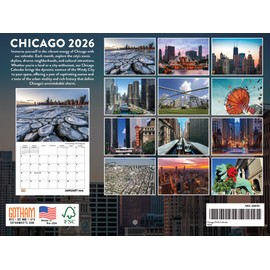 Chicago Calendar 2026 Monthly Wall Calender 12 Month | American Made In The USA