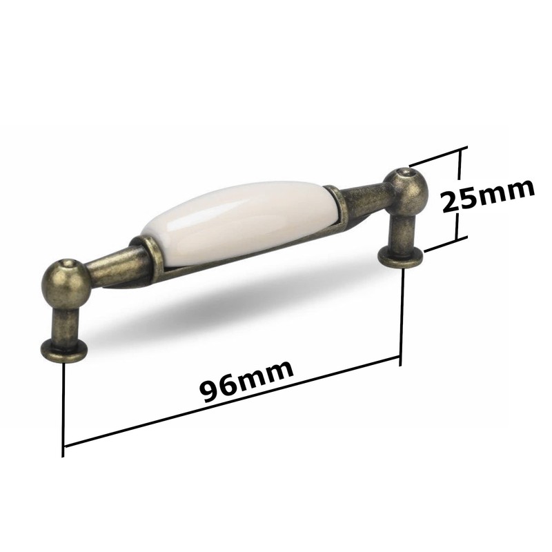 cyclingcolors Furniture Handle 96 mm Ceramic Handles Antique Brass with